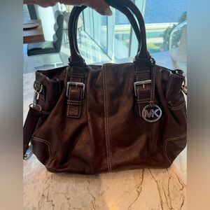 Michael Kors Brown Leather shoulder or Crossbody Bag with Silver Hardware